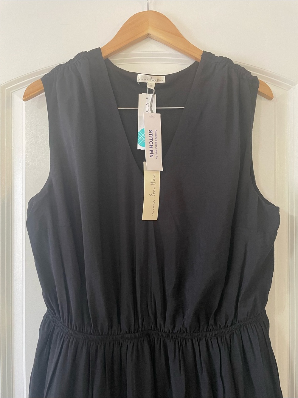 Nine Britton Amelia Black Sleeveless V-Neck Tiered Midi Dress Size 1X NWT - Picture 8 of 11